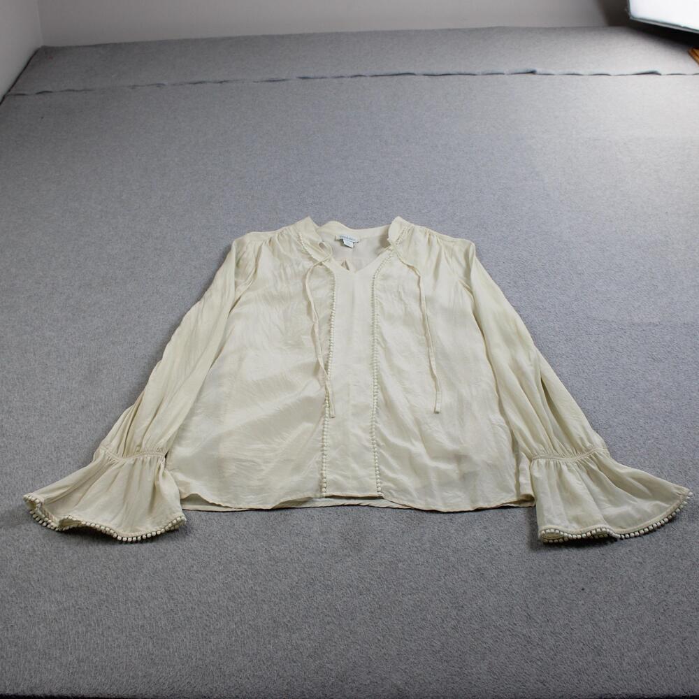 Sundance Silk Shirt Women XS White Bell Sleeve Romantic Peasant Coastal Boho Top